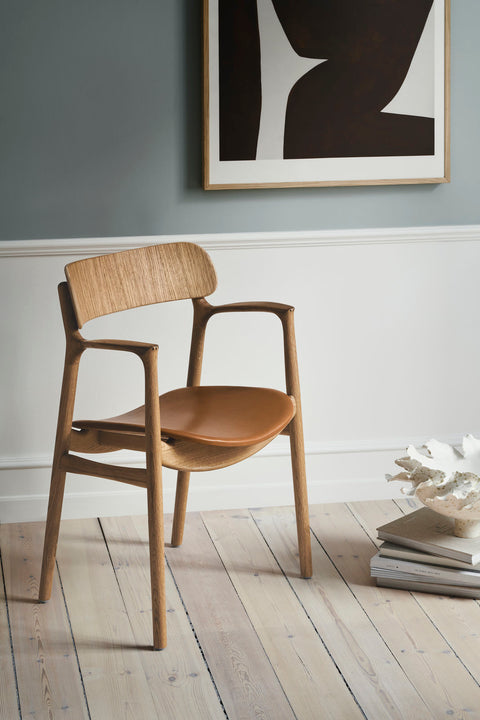 Asger Chair, Oiled Oak, Upholstered Seat by Danish Furniture Bent Hansen