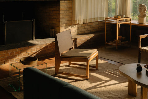 Frama 01 Series wooden seating in a minimal interior, natural birch furniture by Frama Copenhagen