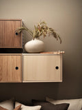 Ash and walnut Cabinet with Swing Doors styled in String® System living room setup