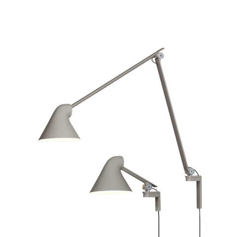 light grey njp wall lamp, short and long by louis poulsen