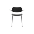 Audo Copenhagen Co Dining Chair, With Arms, Fully Upholstered in Black Steel and Dark Stained Oak with Sierra 1001, packshot on white