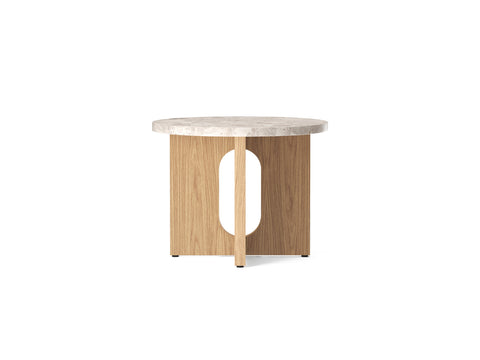 androgyne side table in natural oak and marble top designed by Danielle Siggerud for audo copenhagen