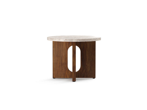 androgyne side table in walnut base and marble top designed by Danielle Siggerud by audo copenhagen