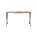 Audo Copenhagen Co Table, Management 55"L x 27.5"D in Chrome and Creme Laminate, packshot on white