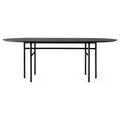 Audo Copenhagen Snaregade Dining Table, Oval in Black Oak Veneer, packshot on white