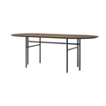 Audo Copenhagen Snaregade Dining Table, Oval in Dark Stained Oak, packshot on white