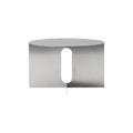 Audo Copenhagen Androgyne Side Table, Wide with Brushed Steel base and Brushed Steel top, packshot on white