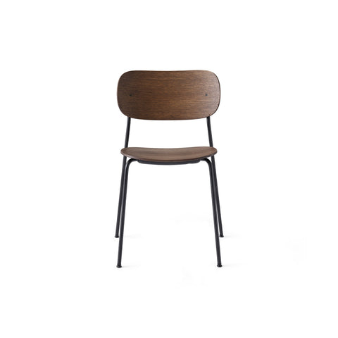 Audo Copenhagen Co Dining Chair, Non-Upholstered, Black Steel without Armrest in Dark Stained Oak, packshot on white