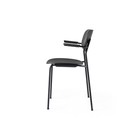 Audo Copenhagen Co Dining Chair, Non-Upholstered, Black Steel with Armrest in Black Oak, packshot on white