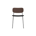Audo Copenhagen Co Dining Chair, Without Arms, Partially Upholstered in Chrome and Dark Stained Oak with Sierra 1001, packshot on white