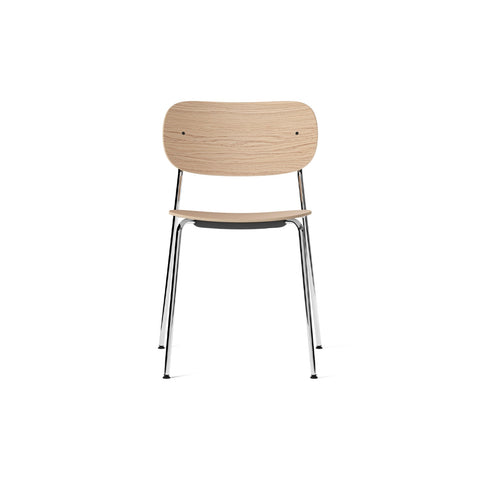 Audo Copenhagen Co Dining Chair, Non-Upholstered, Chrome without Armrest in Natural Oak, packshot on white