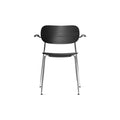 Audo Copenhagen Co Dining Chair, Non-Upholstered, Chrome with Armrest in Black Oak, packshot on white