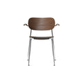 Audo Copenhagen Co Dining Chair, Non-Upholstered, Chrome with Armrest in Dark Stained Oak, packshot on white