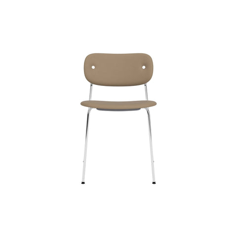 Audo Copenhagen Co Dining Chair, Without Arms, Fully Upholstered in Chrome with Sierra 1611, packshot on white
