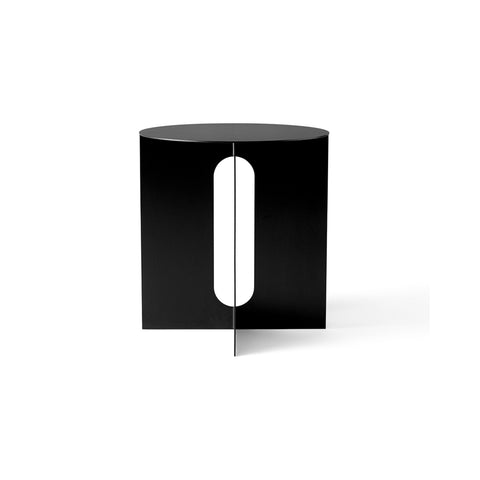 Audo Copenhagen Androgyne Side Table, 16.5" with Black Metal base and Black Metal top, packshot on white