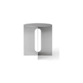Audo Copenhagen Androgyne Side Table, 16.5" with Brushed Steel base and Brushed Steel top, packshot on white