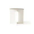 Audo Copenhagen Androgyne Side Table, 16.5" with Ivory Metal base and Calacatta Viola Marble top, packshot on white