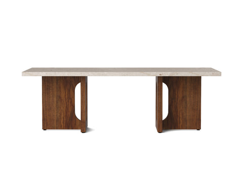 androgyne lounge table with walnut base and kunis bressia marble top designed by Danielle Siggerud for audo copenhagen