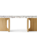 andryogyne lounge table with natural oak base and calcatta marble top designed by Danielle Siggerud for audo copenhagen