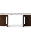 androgyne lounge table with dark stained oak base and calacatta marble top designed by Danielle Siggerud for audo copenhagen