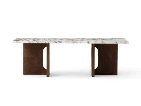 androgyne lounge table with dark stained oak base and calacatta marble top designed by Danielle Siggerud for audo copenhagen