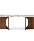 andryogyne lounge table with walnut wood base and calacatta marble top designed by Danielle Siggerud for audo copenhagen