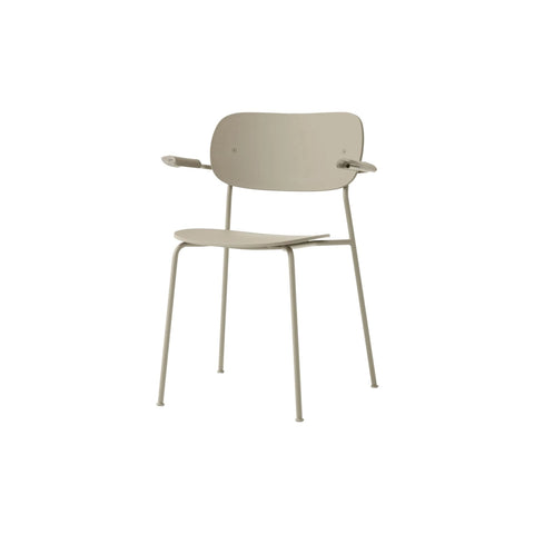 Audo Copenhagen Co Dining Chair, Outdoor, With Armrest in Olive, packshot on white