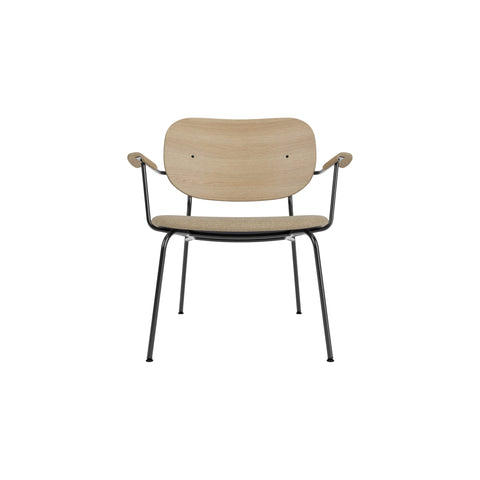 Audo Copenhagen Co Lounge Chair, Partially Upholstered in Natural Oak with Audo Bouclé 02, packshot on white