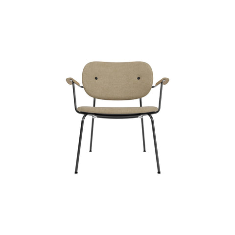 Audo Copenhagen Co Lounge Chair, Fully Upholstered in Natural Oak Arms with Audo Bouclé 02, packshot on white