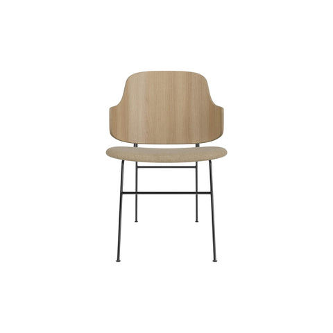 Audo Copenhagen The Penguin Dining Chair in Natural Oak with Audo Bouclé 02 seat, packshot on white