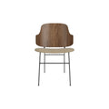 Audo Copenhagen The Penguin Dining Chair in Walnut with Audo Bouclé 02 seat, packshot on white
