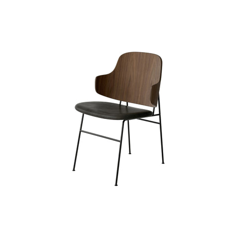 Audo Copenhagen The Penguin Dining Chair in Walnut with Aida 1618 seat, packshot on white