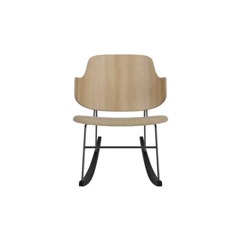 Audo Copenhagen The Penguin Rocking Chair, Audo Bouclé 02 in Natural Oak, packshot on white