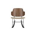 Audo Copenhagen The Penguin Rocking Chair, Audo Bouclé 02 in Walnut, packshot on white