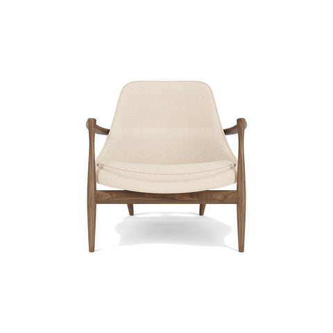 Audo Copenhagen Elizabeth Lounge Chair in Walnut and Logan Jasmine, packshot on white