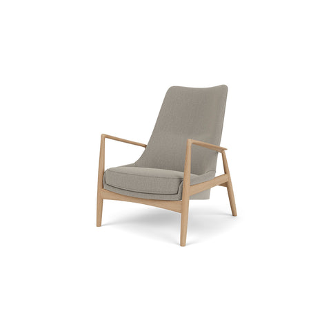 Audo Copenhagen Seal Lounge Chair, High Back in Natural Oak with Re-wool 218, packshot on white