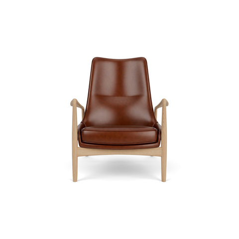 Audo Copenhagen Seal Lounge Chair, High Back in Natural Oak with Aida 0329, packshot on white