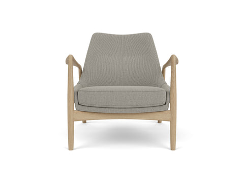 natural oak and re wool 0218 upholstery seal lounge chair designed by ib Kofod-Larsen for audo Copenhagen 