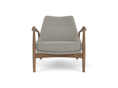 re wool 0218 upholstery and walnut frame designed by ib Kofod-Larsen for audo copenhagen