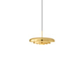 resonant ceiling light fixture in brushed brass designed by Alf Svensson & Yngvar Sandström for audo copenhagen