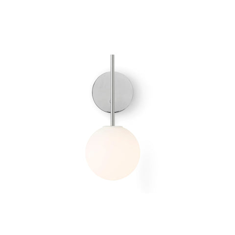 Audo Copenhagen TR Bulb Suspended Wall Lamp in Polished Steel, packshot on white