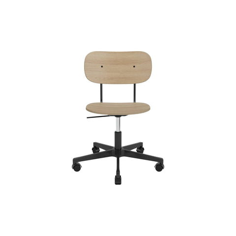 Audo Copenhagen Co Task Chair, Non-Upholstered, Without Armrests in Natural Oak and Black Aluminum, packshot on white