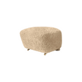 Audo Copenhagen The Tired Man Ottoman in Natural Oak with Sheepskin Honey, packshot on white