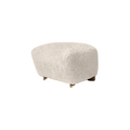 Audo Copenhagen The Tired Man Ottoman in Dark Stained Oak with Sheepskin Moonlight, packshot on white