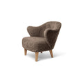 Audo Copenhagen Ingeborg Lounge Chair in Natural Oak with Sheepskin Sahara, packshot on white