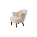 Audo Copenhagen Ingeborg Lounge Chair in Dark Stained Oak with Sheepskin Moonlight, packshot on white