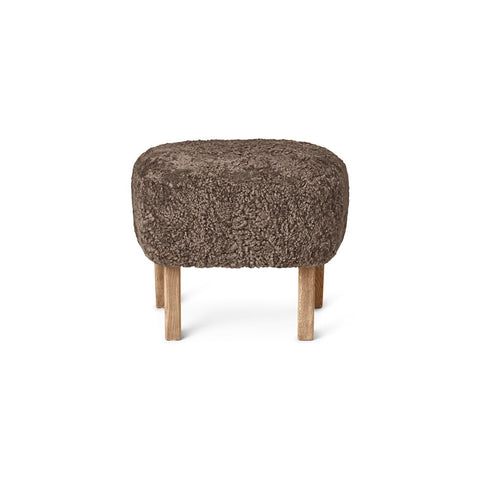 Audo Copenhagen Ingeborg Ottoman in Natural Oak with Sheepskin Sahara, packshot on white