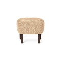 Audo Copenhagen Ingeborg Ottoman in Dark Stained Oak with Sheepskin Honey, packshot on white