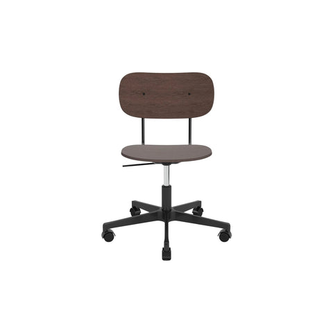 Audo Copenhagen Co Task Chair, Non-Upholstered, Without Armrests in Dark Stained Oak and Black Aluminum, packshot on white