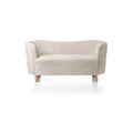 Audo Copenhagen Mingle Sofa, Sheepskin in Natural Oak with Sheepskin Moonlight, packshot on white
